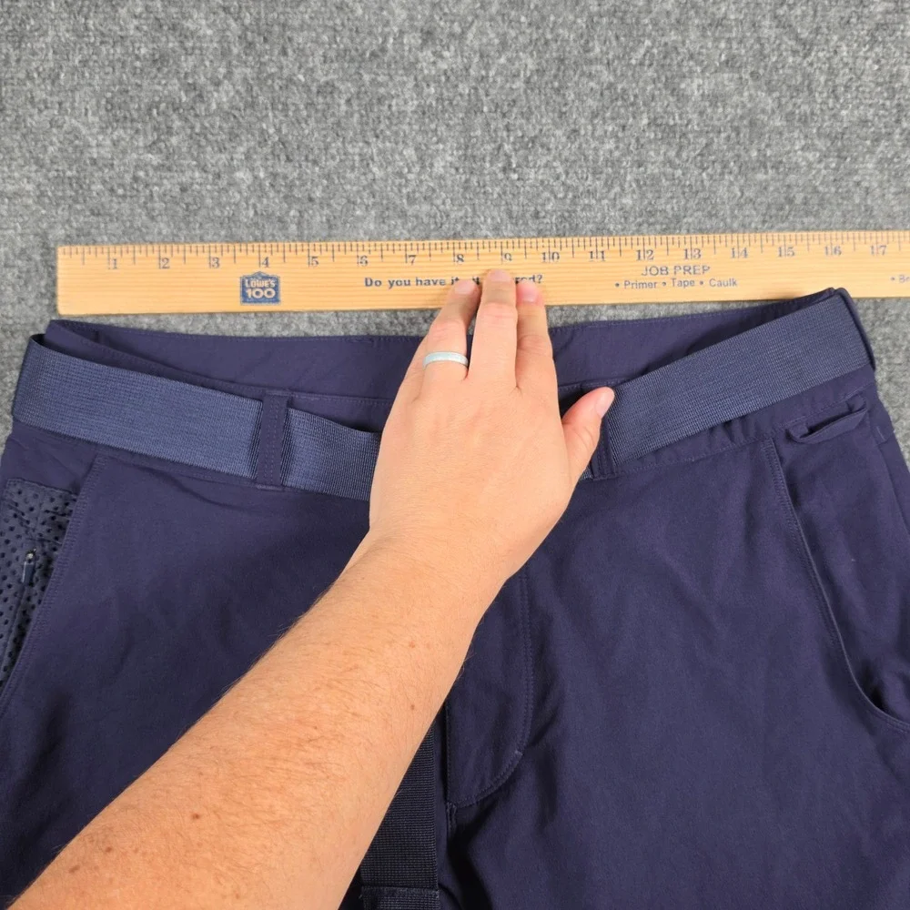 Outdoor Voices RecTrek Zip-Off Pants Womens Medium‎ Navy Tan Yellow Colorblock
